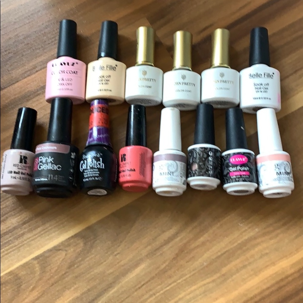14 bottles of used and unused UV & LED polish